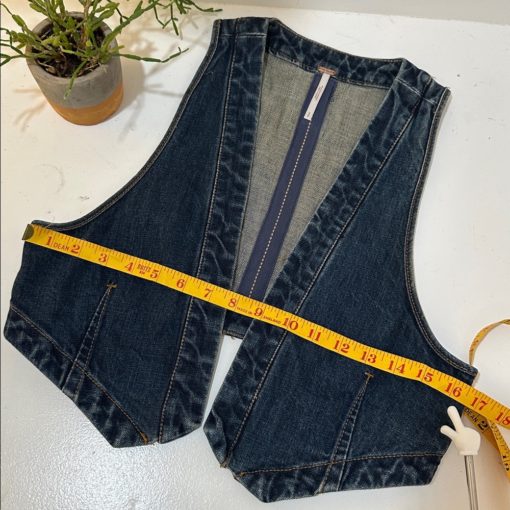 Free People Dark Blue Cropped Denim Vest - Picture 8 of 8
